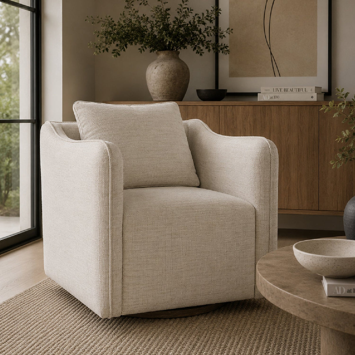 Modern European furniture - Flanged Edge Swivel Chair - www.oroa.com