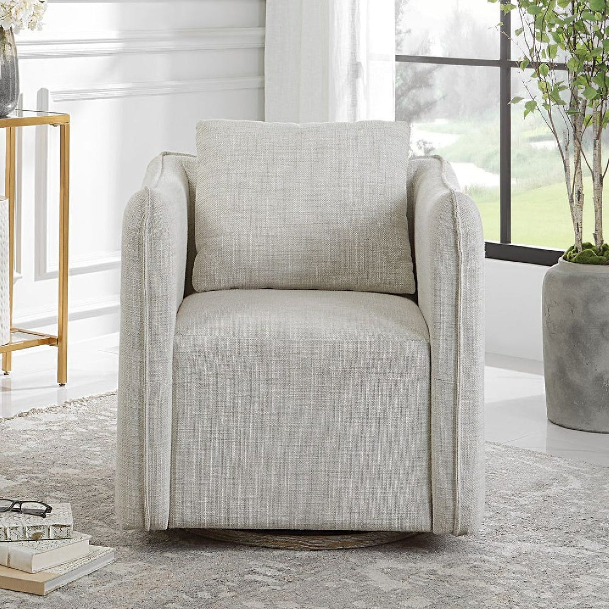 Flanged Edge Swivel Chair | Uttermost Corben