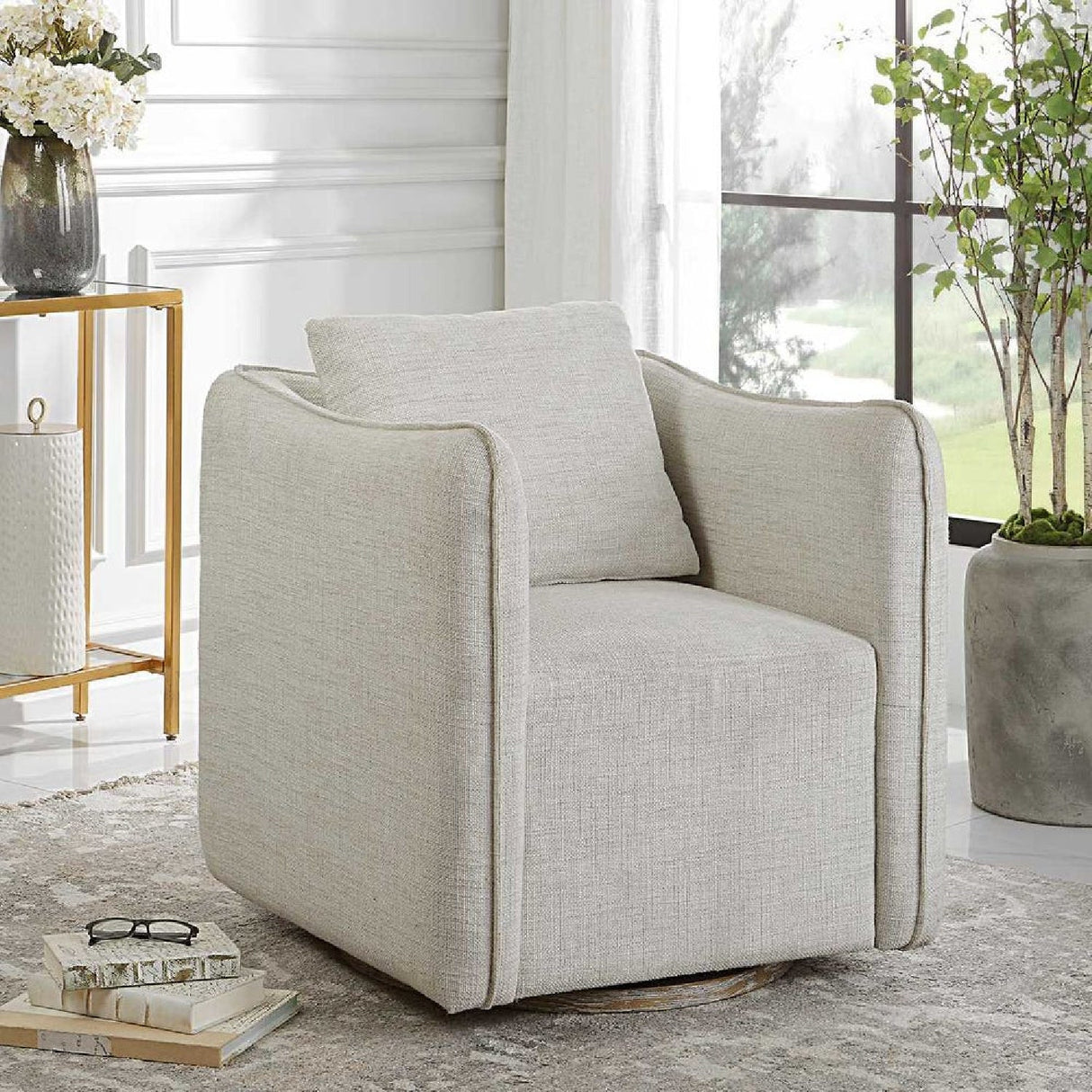 Modern European furniture - Flanged Edge Swivel Chair - www.oroa.com
