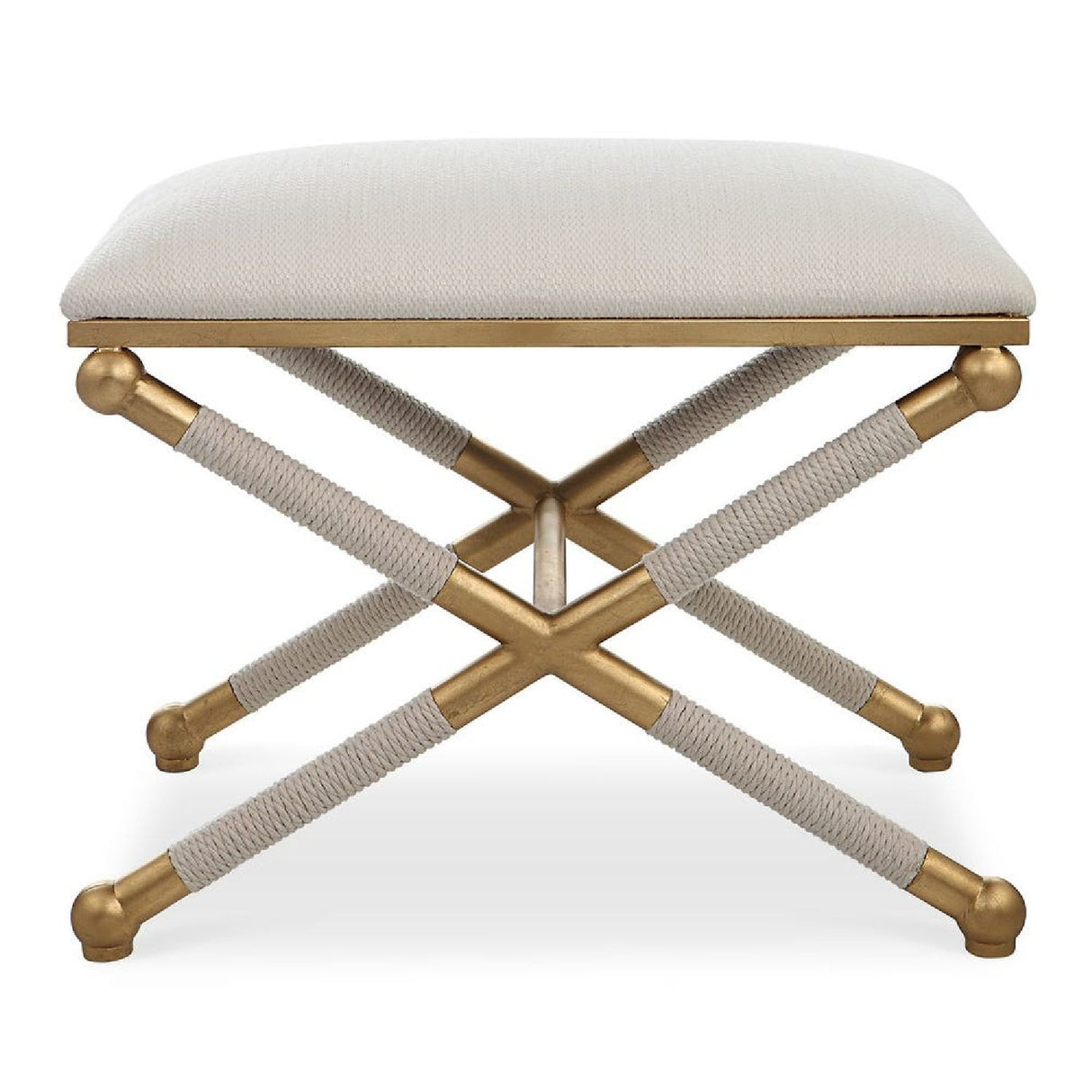 Gold Framed White Bench S by Uttermost Socialite