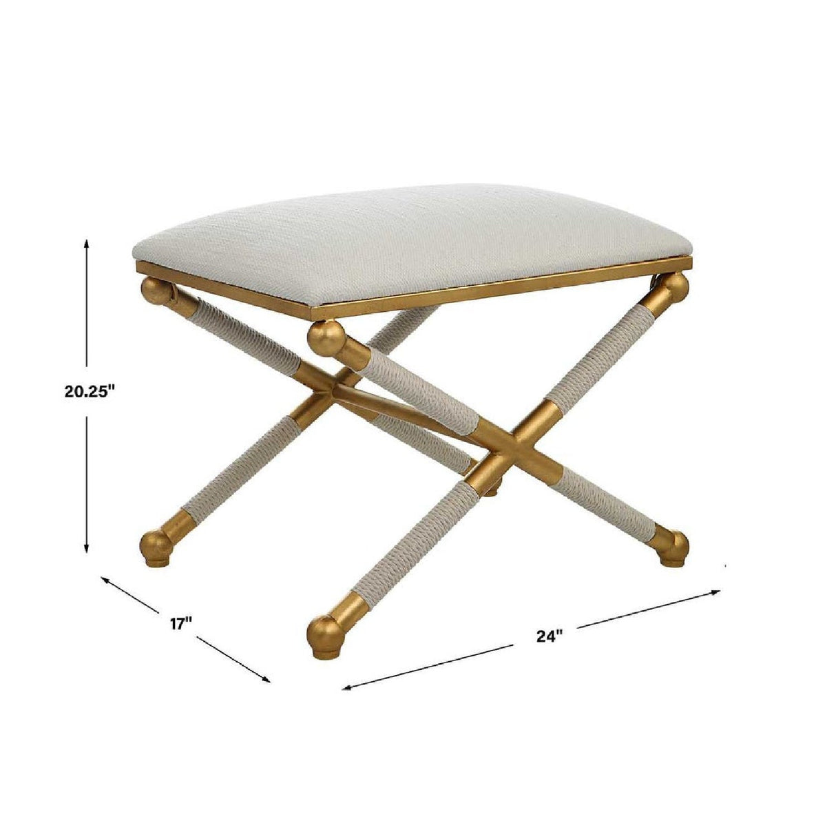 Gold Framed White Bench S by Uttermost Socialite, alternate view 7