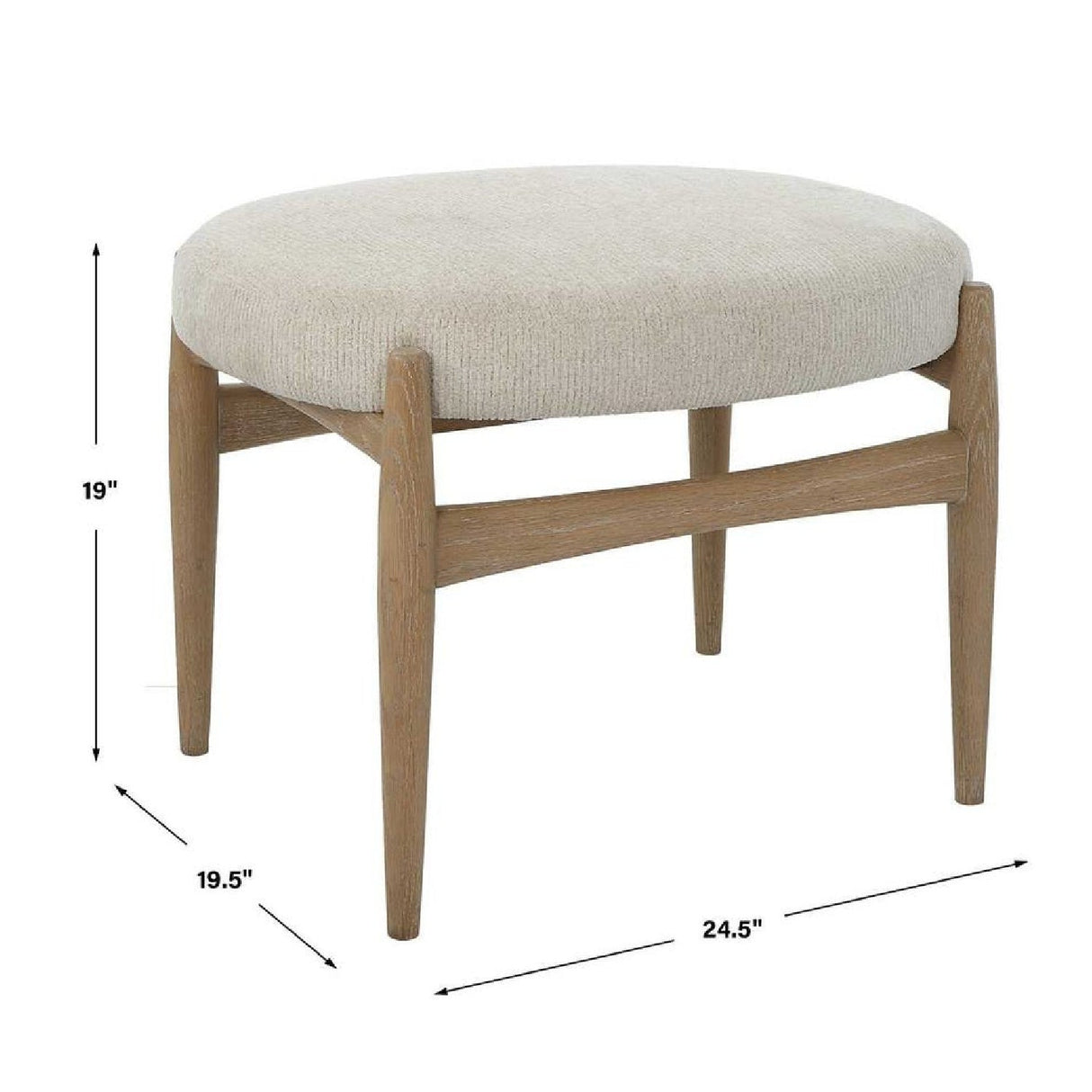 Oak Base White Fabric Bench S by Uttermost Acrobat, alternate view 4