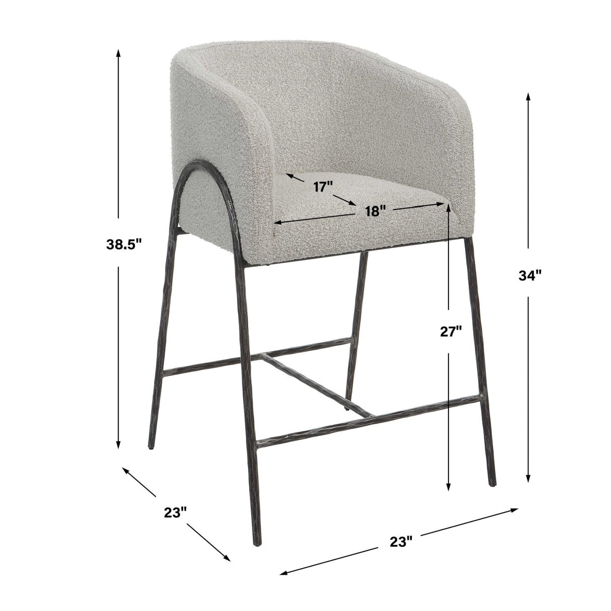 Barrel-Back Boucle Counter Stool by Uttermost Jacobsen, alternate view 9