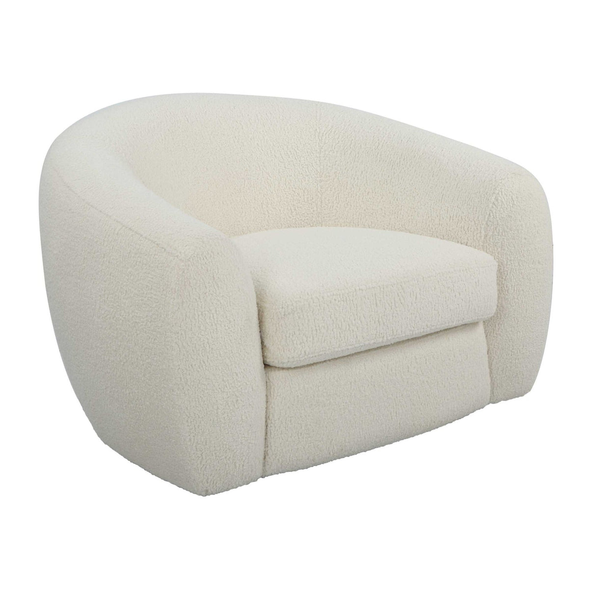 White Shearling Curved Swivel Chair by Uttermost Capra, alternate view 3