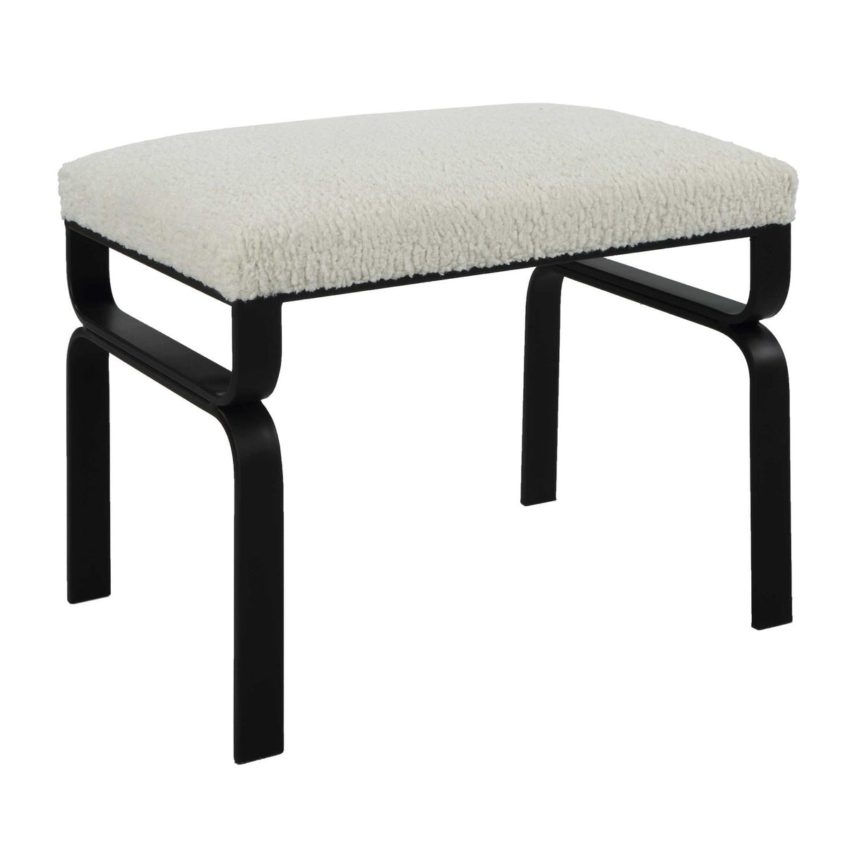 Iron Base White Shearling Bench S by Uttermost Diverge, alternate view 3