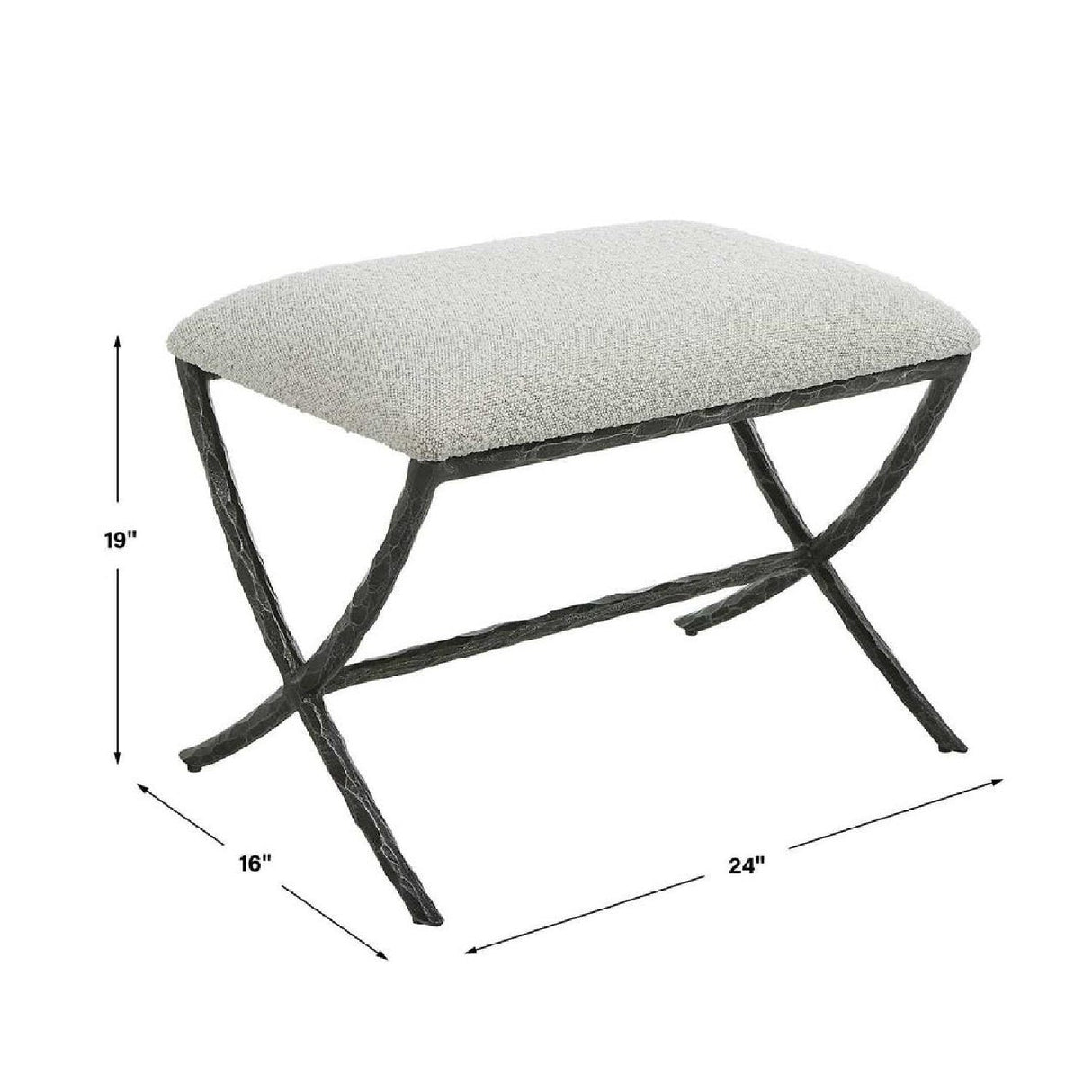 Iron Base White Boucle Bench S by Uttermost Brisby, alternate view 5