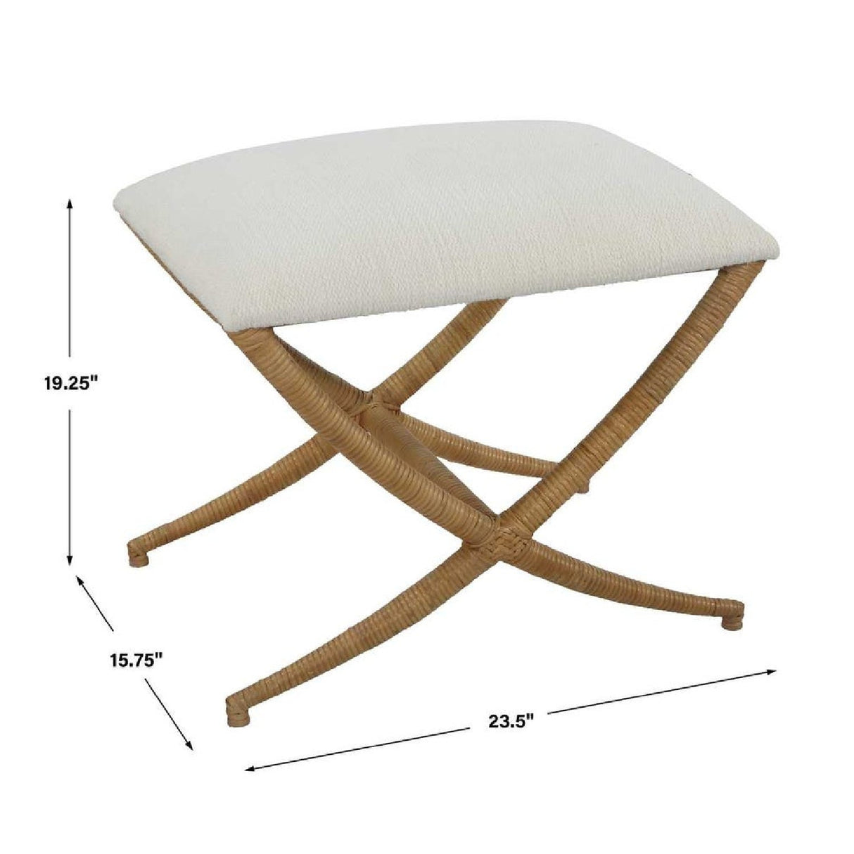 Rattan Wrapped Cross-Base Bench S by Uttermost Expedition, alternate view 5