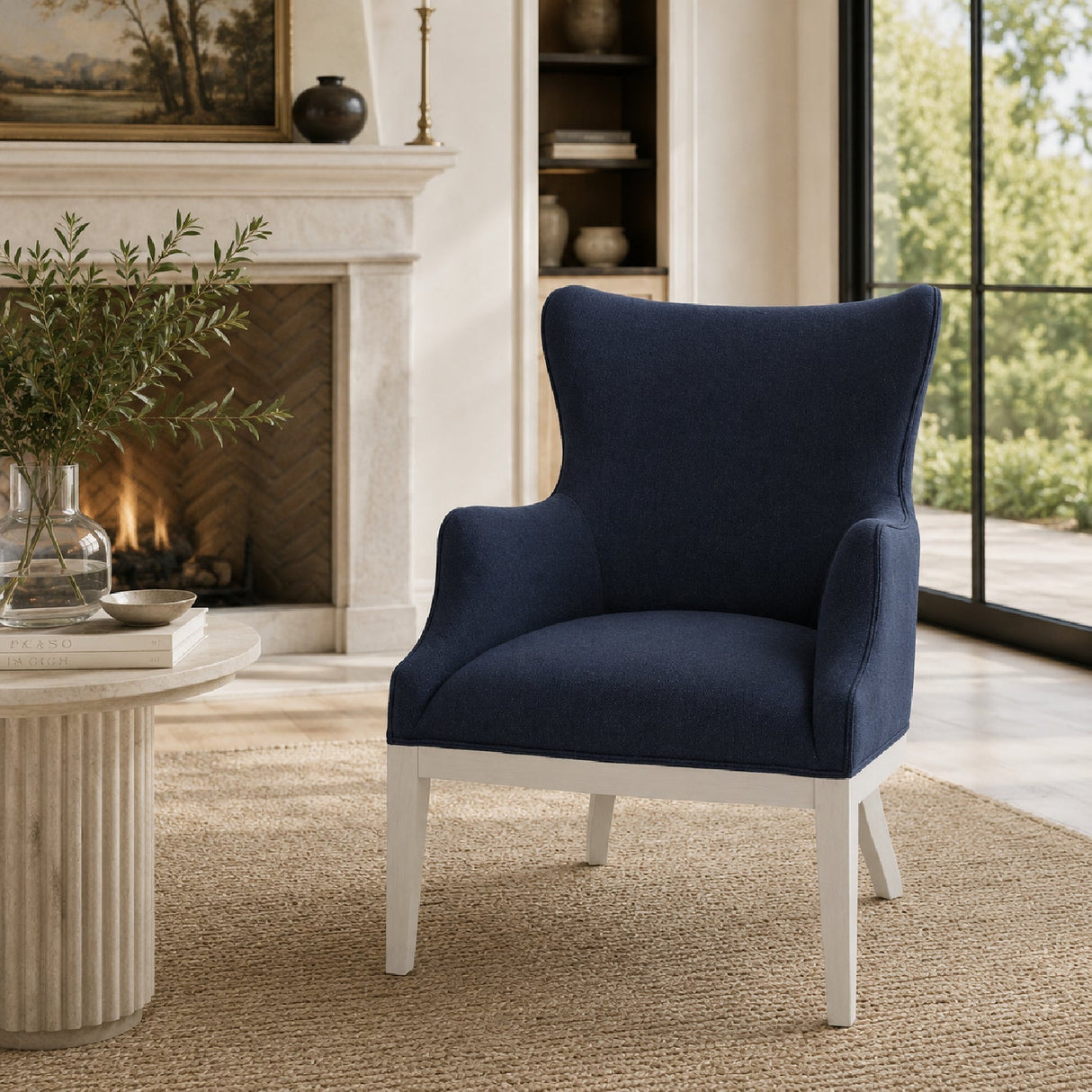 Woven Blue Fabric Accent Chair by Uttermost Gordonston, alternate view 2