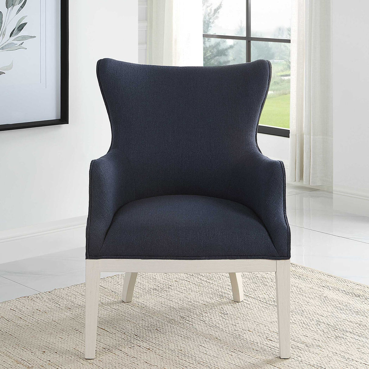 Woven Blue Fabric Accent Chair by Uttermost Gordonston, alternate view 10