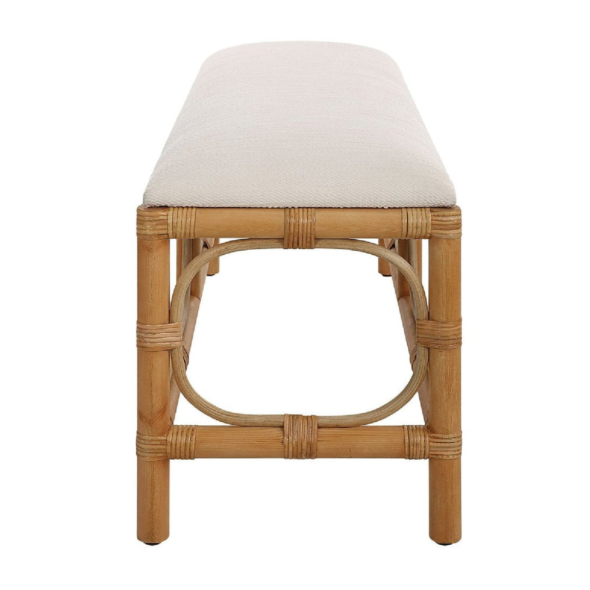 Rattan Base White Fabric Bench by Uttermost Laguna, alternate view 4
