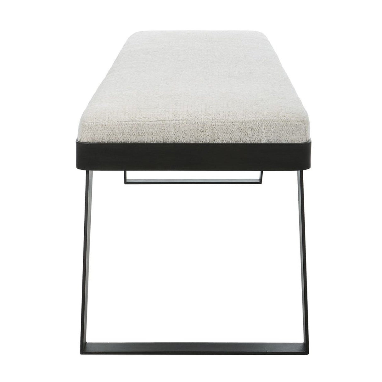 White Chenille Boucle Bench by Uttermost Hover, alternate view 4