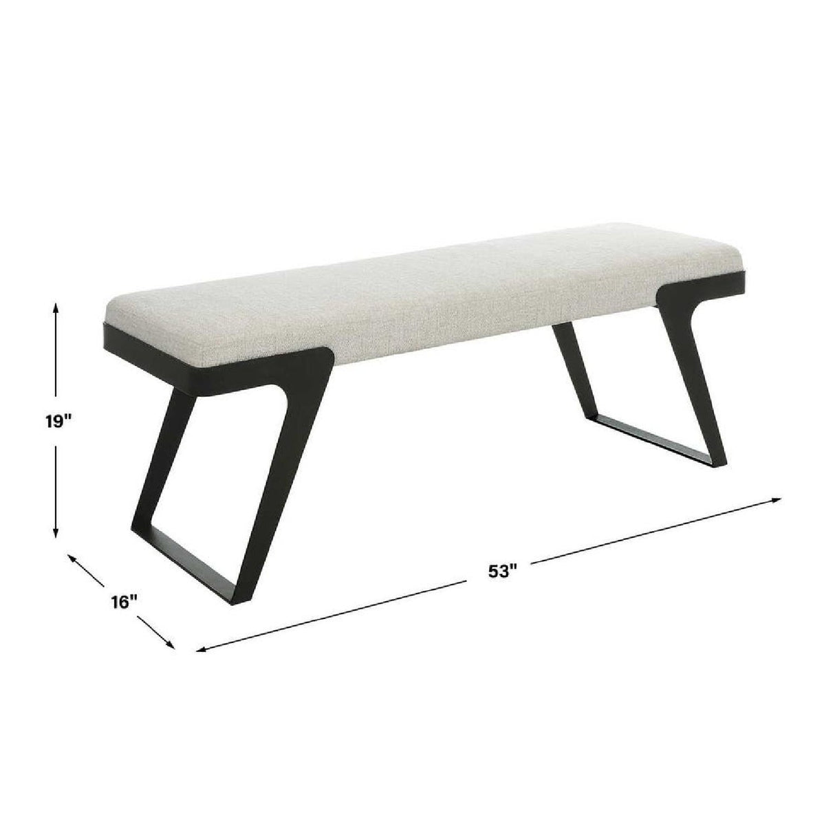 White Chenille Boucle Bench by Uttermost Hover, alternate view 5