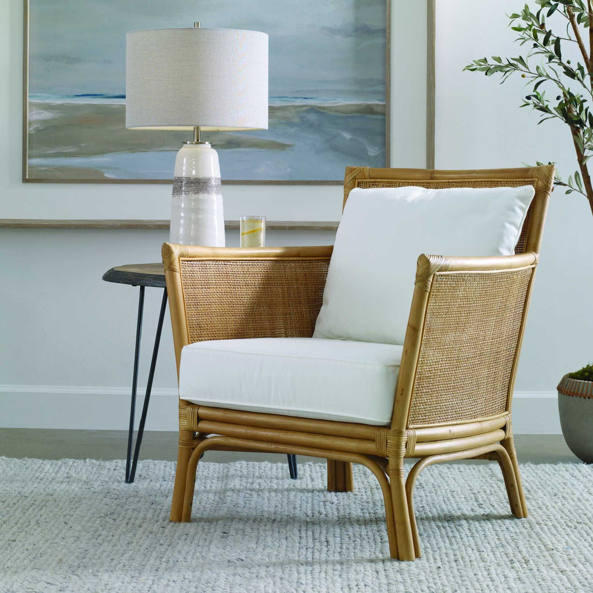 Cushioned Rattan Accent Chair by Uttermost Pacific, alternate view 2