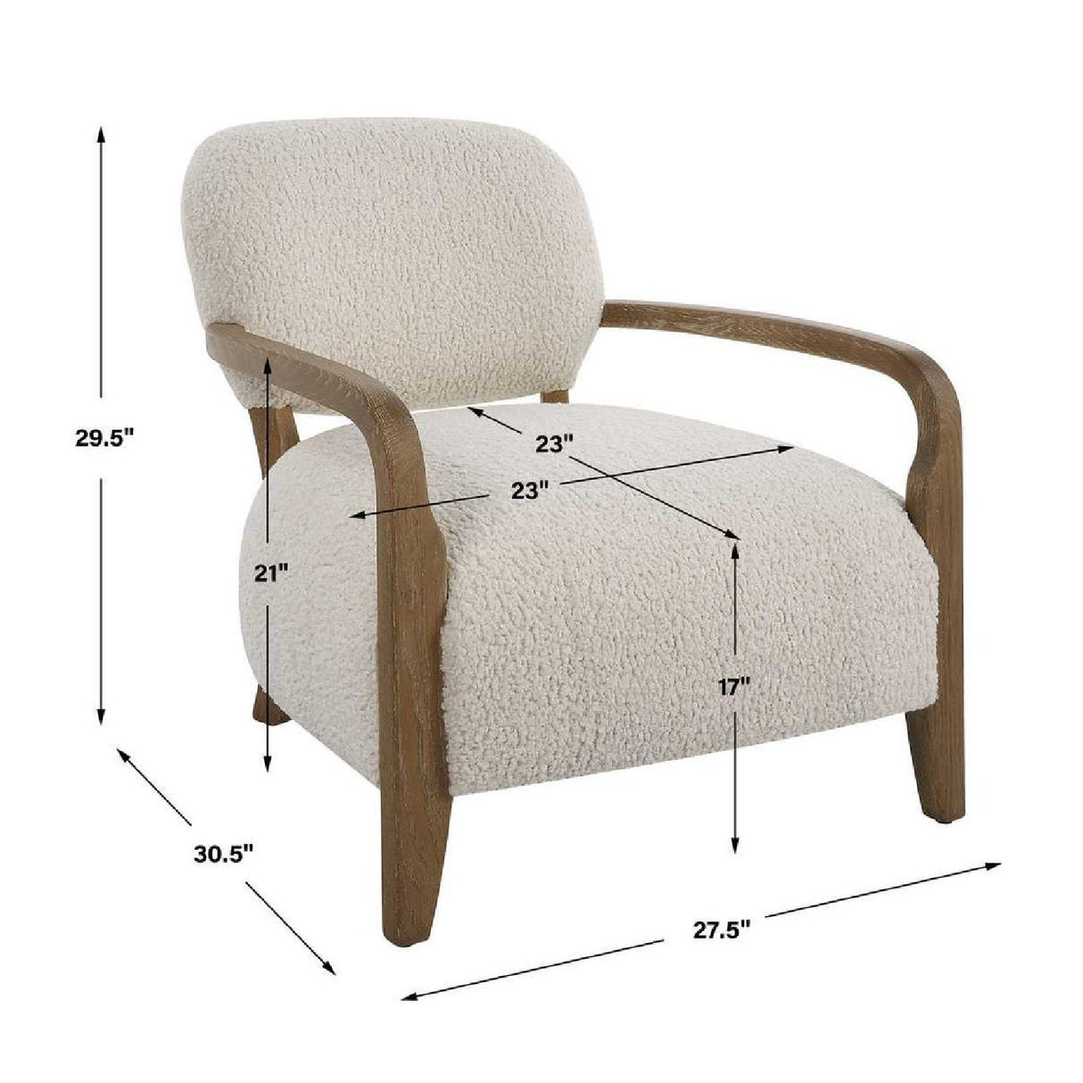 Cream Shearling Accent Chair by Uttermost Telluride, alternate view 6