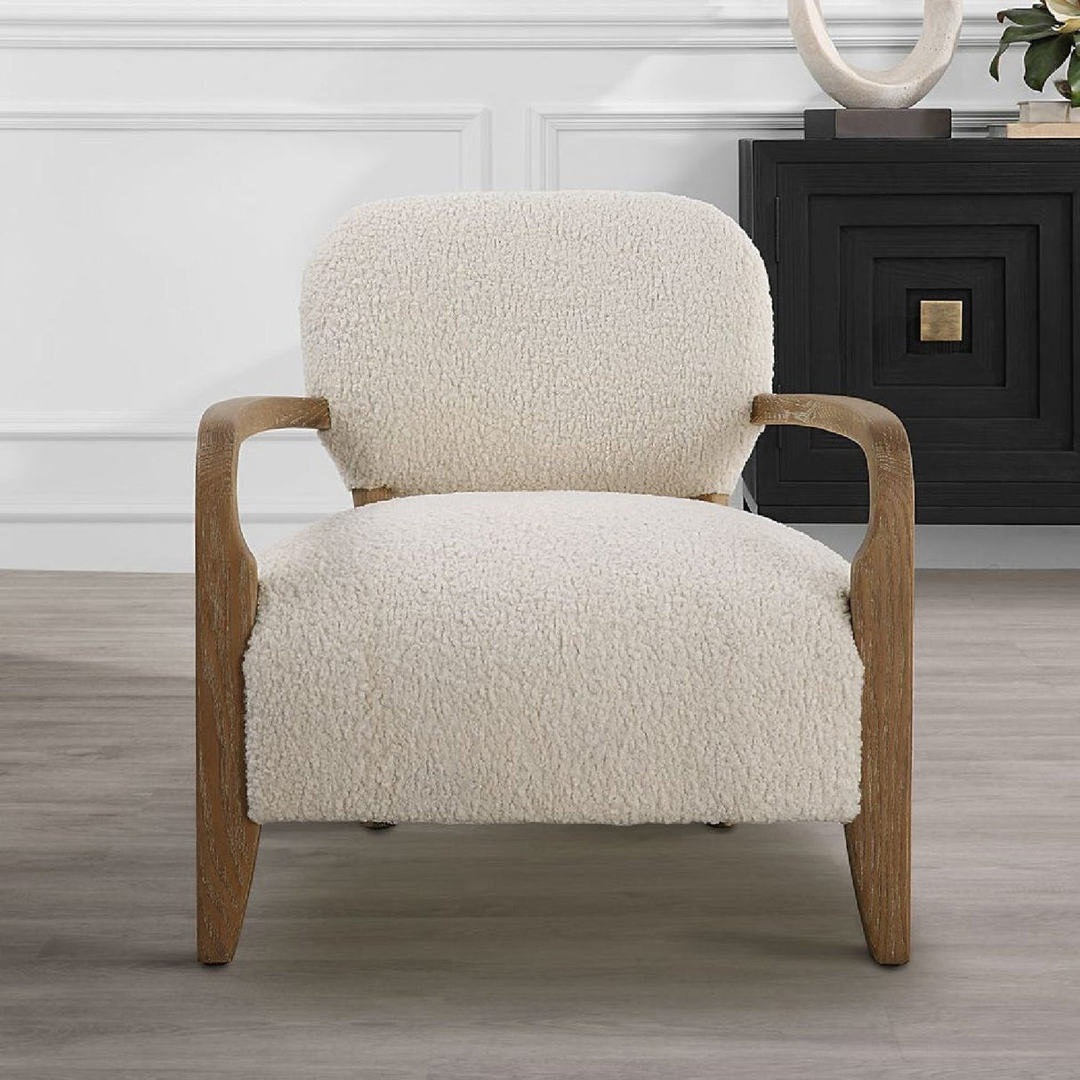 Cream Shearling Accent Chair by Uttermost Telluride, alternate view 7