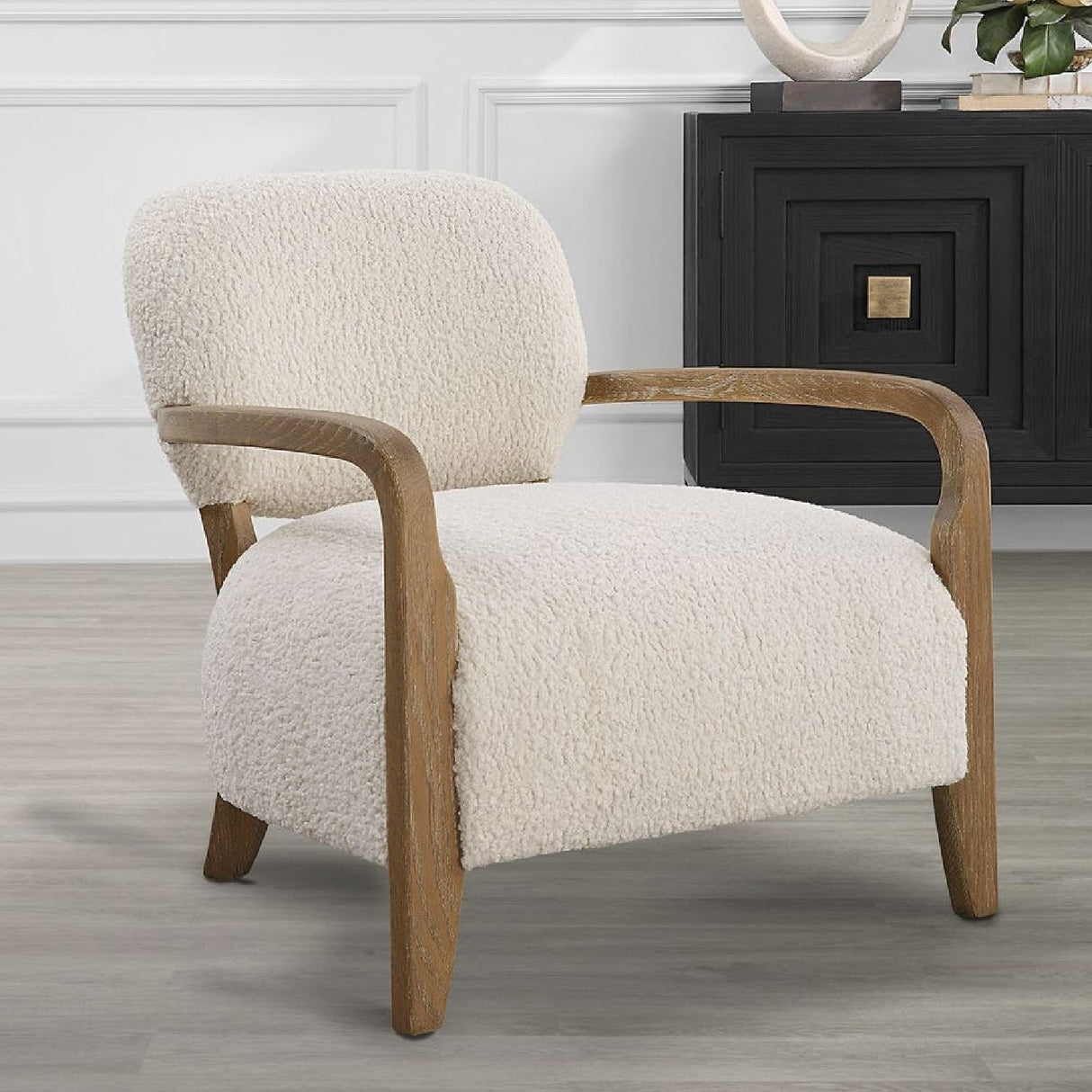 Cream Shearling Accent Chair by Uttermost Telluride, alternate view 8
