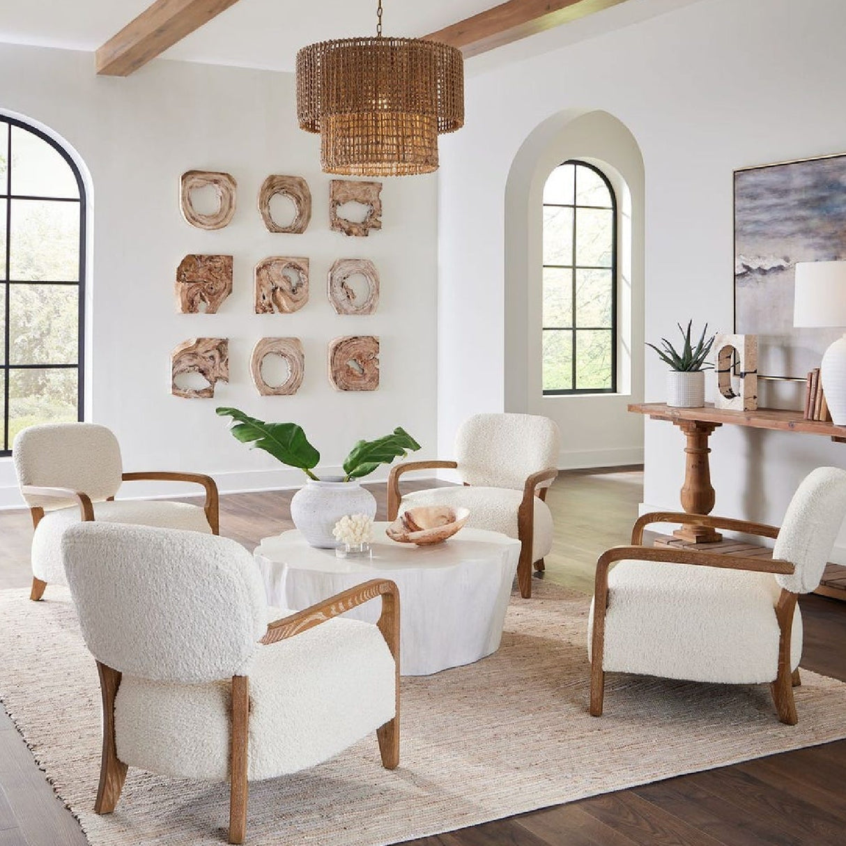 Cream Shearling Accent Chair by Uttermost Telluride, alternate view 2