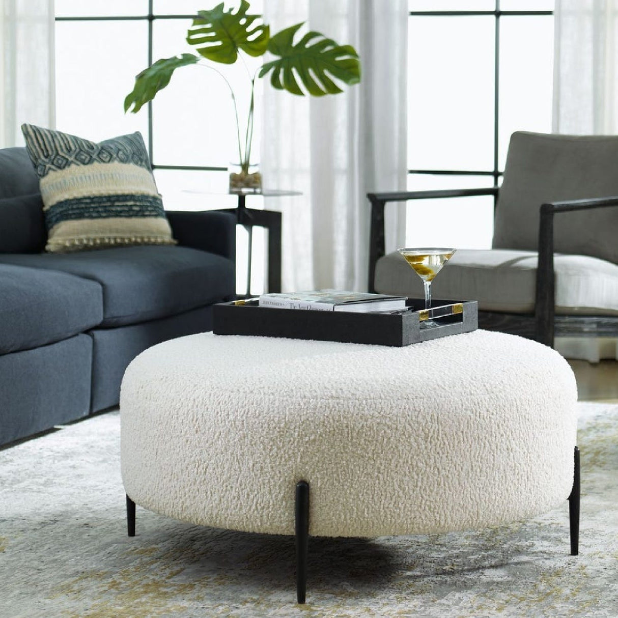Modern European furniture - White Shearling Ottoman - www.oroa.com