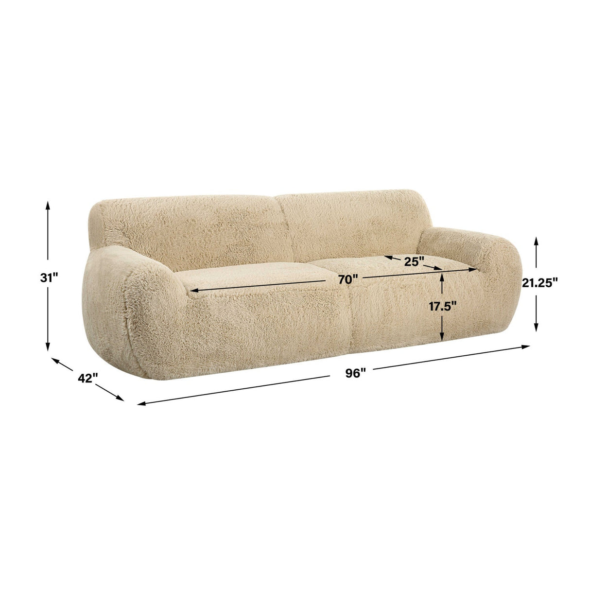 Cream Long-Haired Sheepskin Sofa by Uttermost Abide, alternate view 9