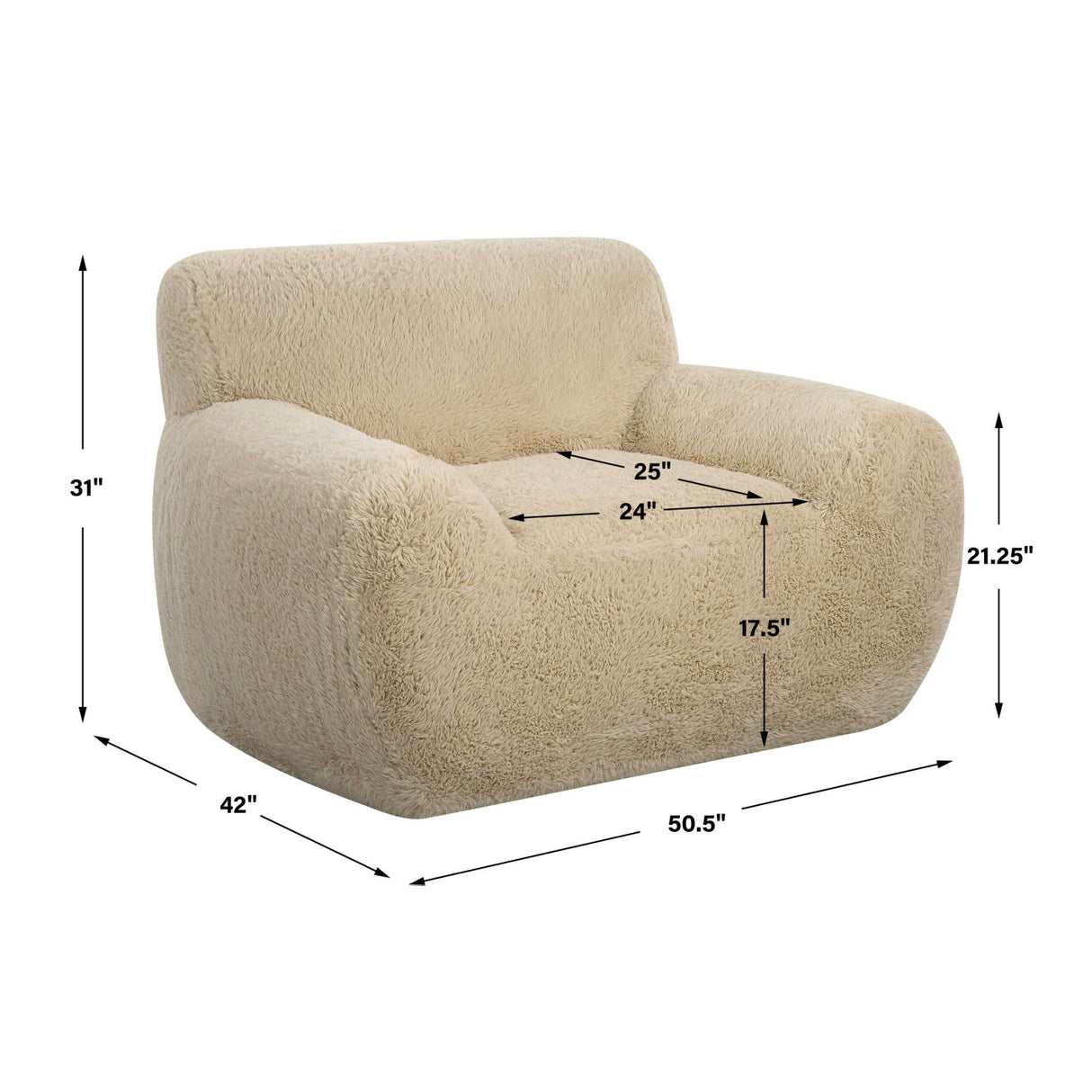 Cream Long-Haired Sheepskin Accent Chair by Uttermost Abide, alternate view 9