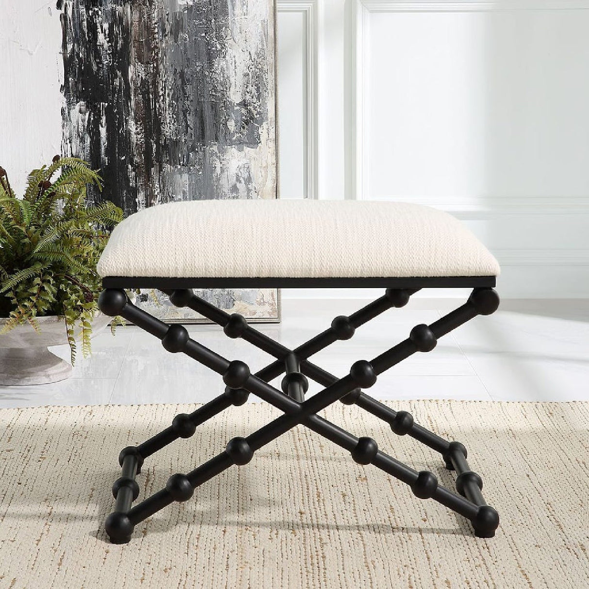 White Seat Bench S by Uttermost Iron Drops, alternate view 7