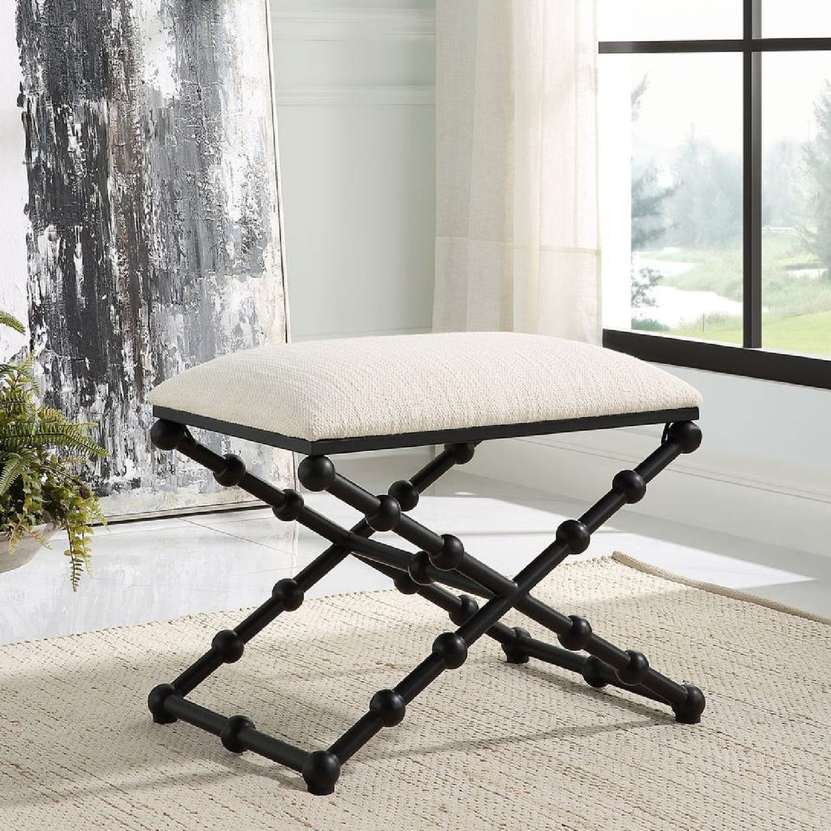 White Seat Bench S by Uttermost Iron Drops, alternate view 2