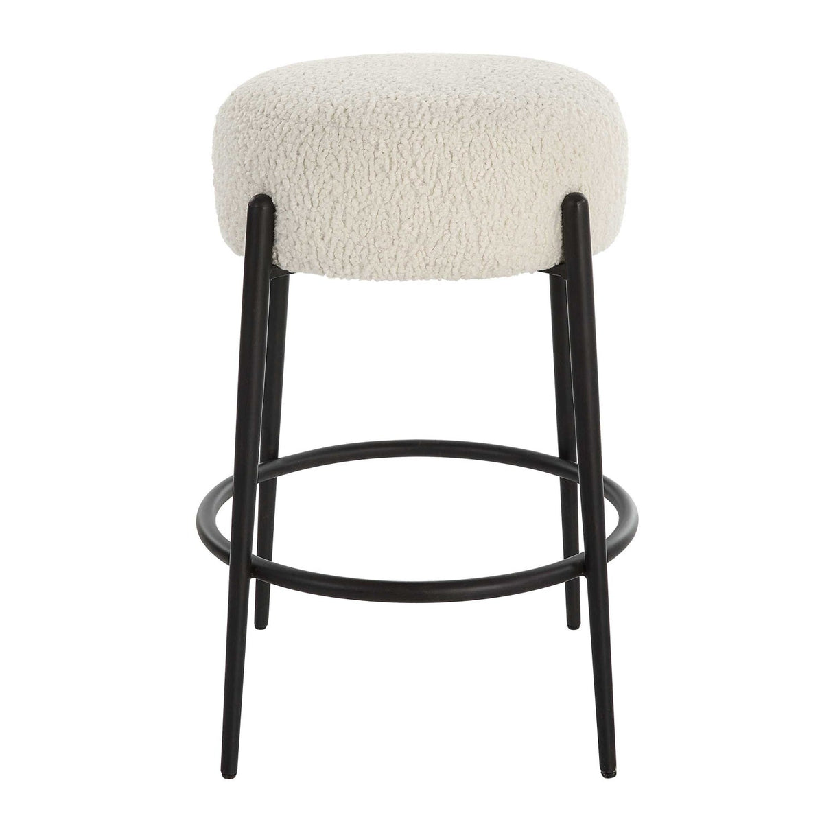 White Shearling Counter Stool by Uttermost Arles