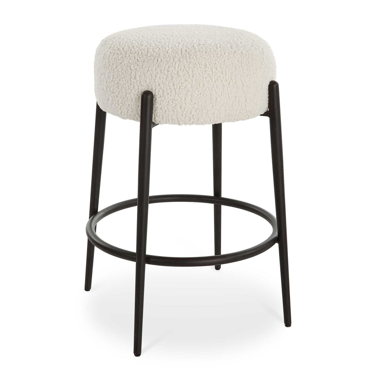 White Shearling Counter Stool by Uttermost Arles, alternate view 3