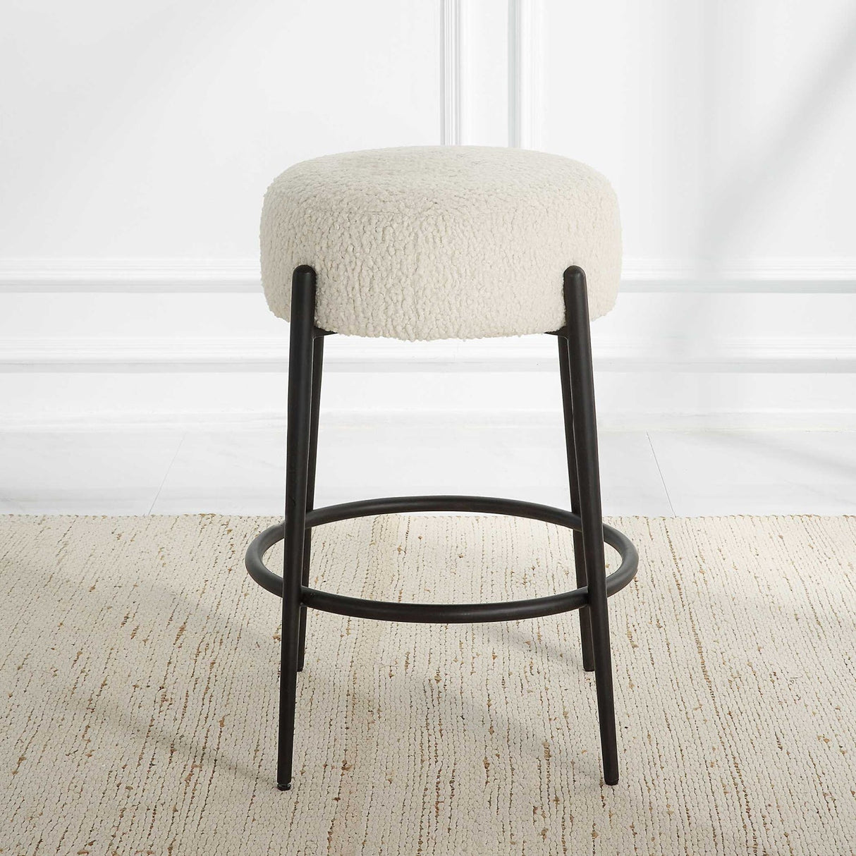 White Shearling Counter Stool by Uttermost Arles, alternate view 6