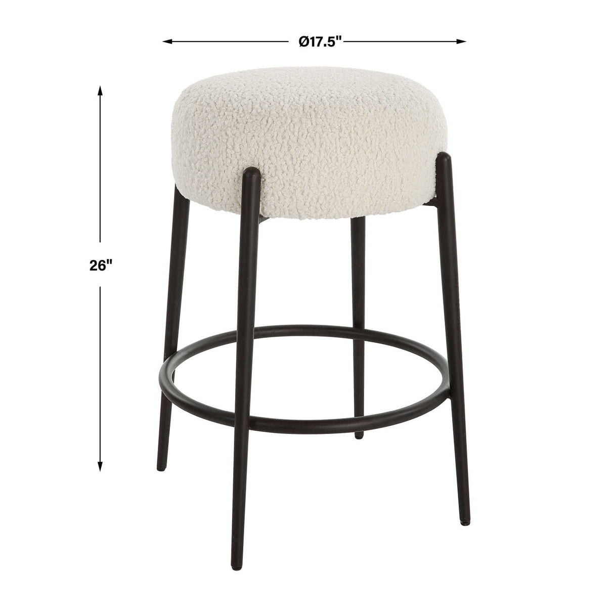 White Shearling Counter Stool by Uttermost Arles, alternate view 7