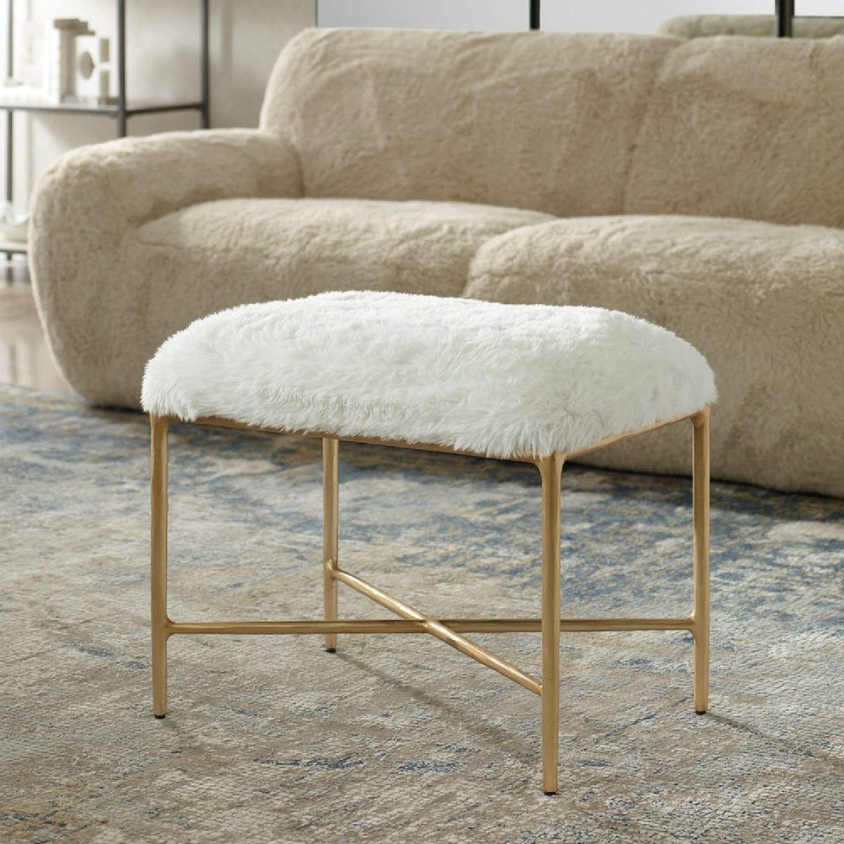 Cream Sheepskin Bench S by Uttermost Charmed, alternate view 2