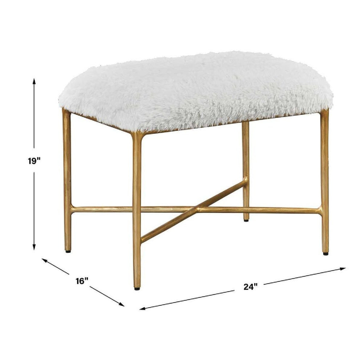 Cream Sheepskin Bench S by Uttermost Charmed, alternate view 5