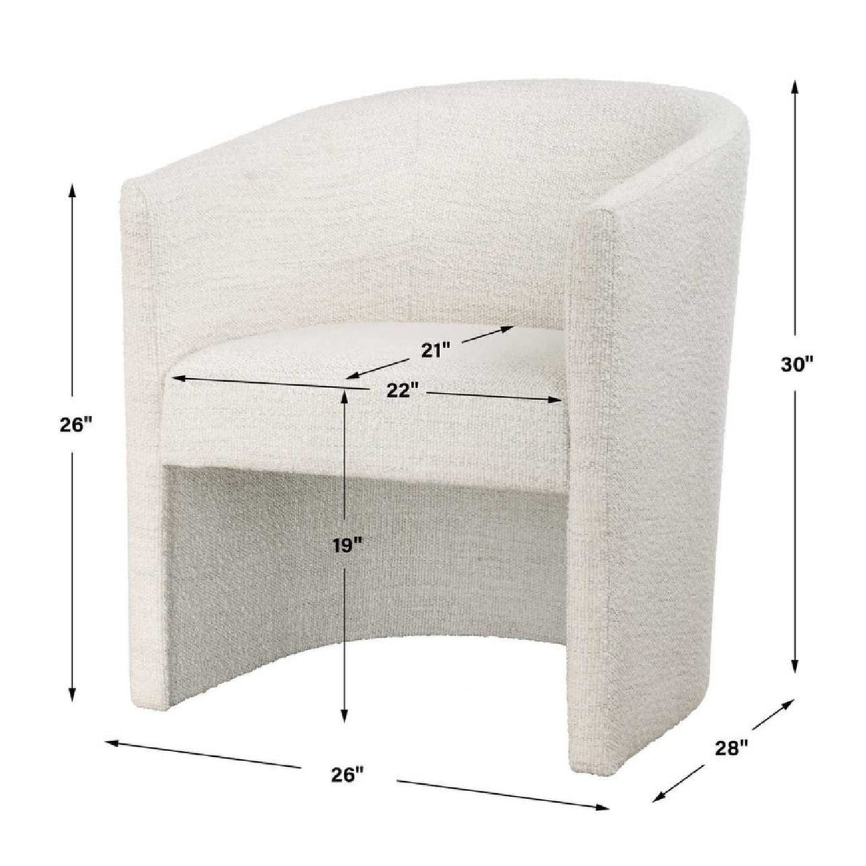 White Boucle Barrel Accent Chair | Oroa.com