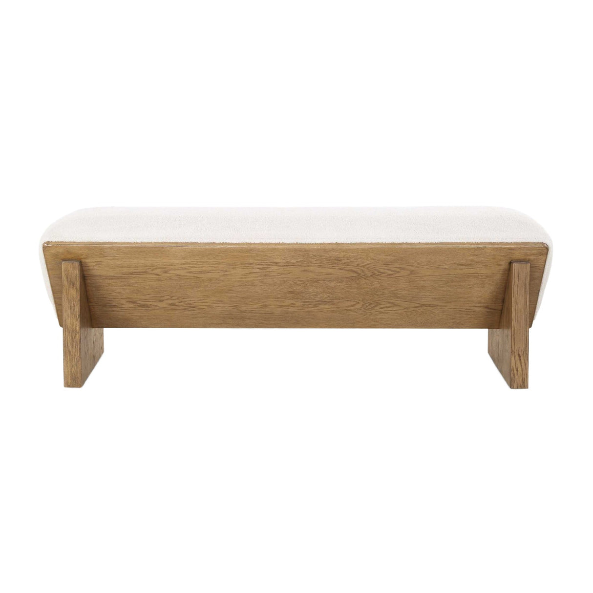 Wooden Framed White Sheepskin Bench by Uttermost Wedged