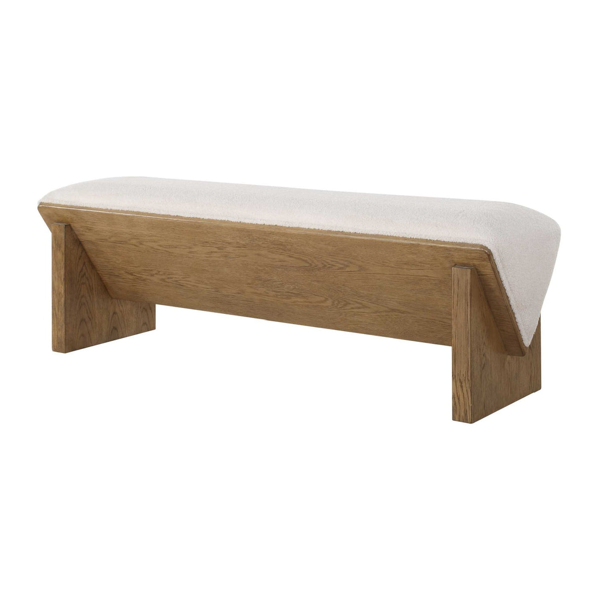 Wooden Framed White Sheepskin Bench by Uttermost Wedged, alternate view 3
