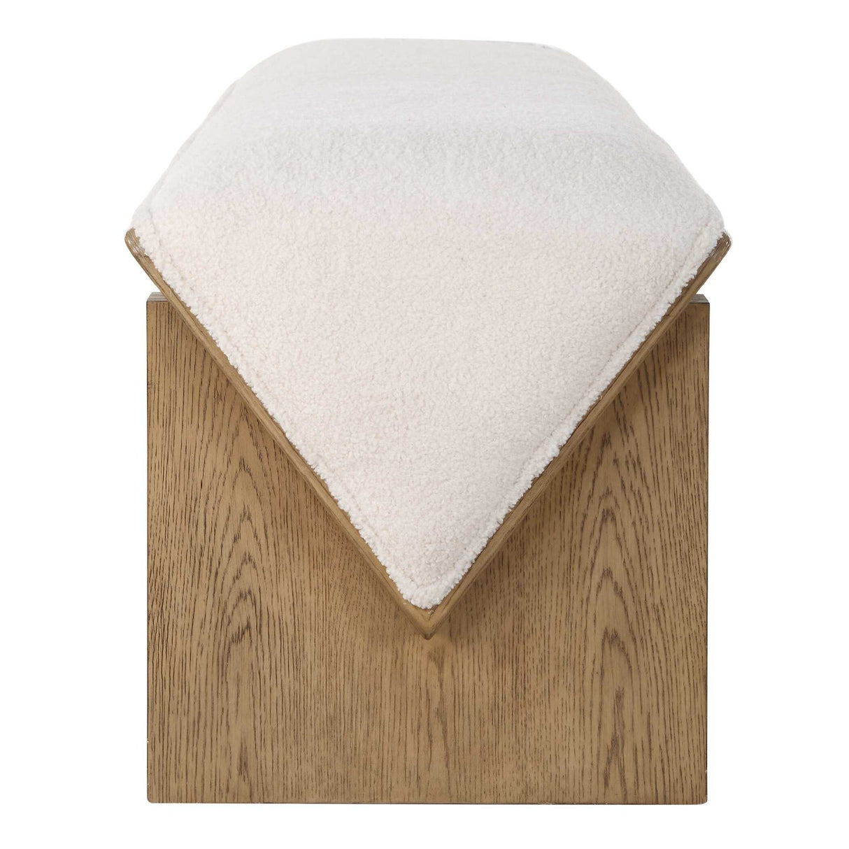Wooden Framed White Sheepskin Bench by Uttermost Wedged, alternate view 4