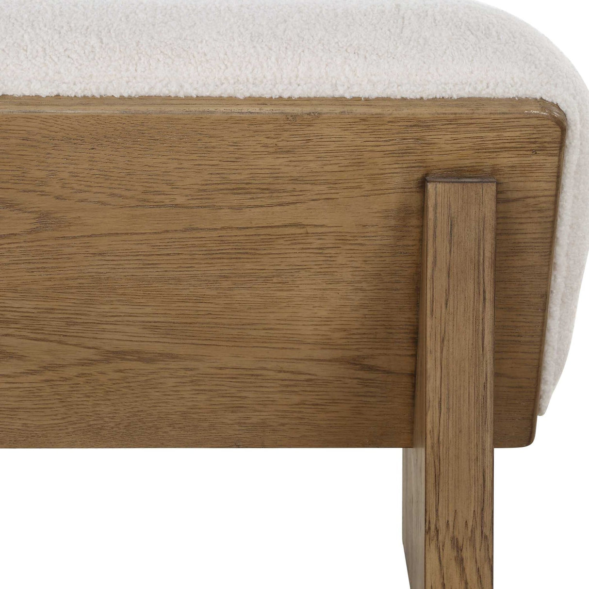 Wooden Framed White Sheepskin Bench by Uttermost Wedged, alternate view 5