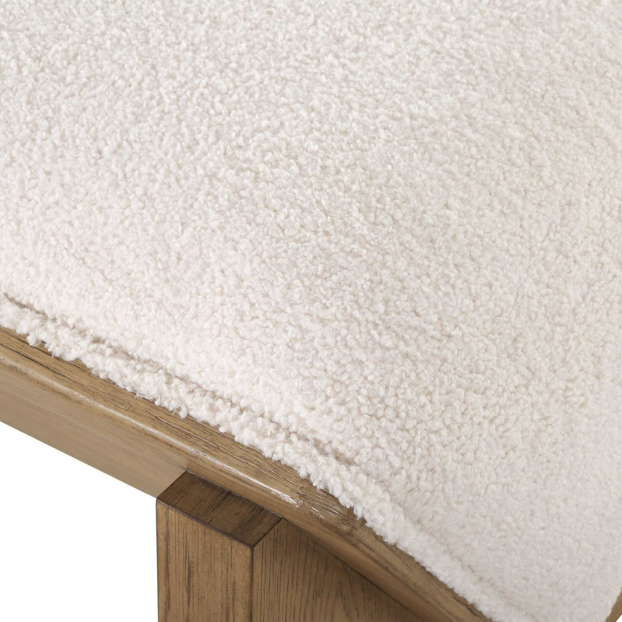 Wooden Framed White Sheepskin Bench by Uttermost Wedged, alternate view 6