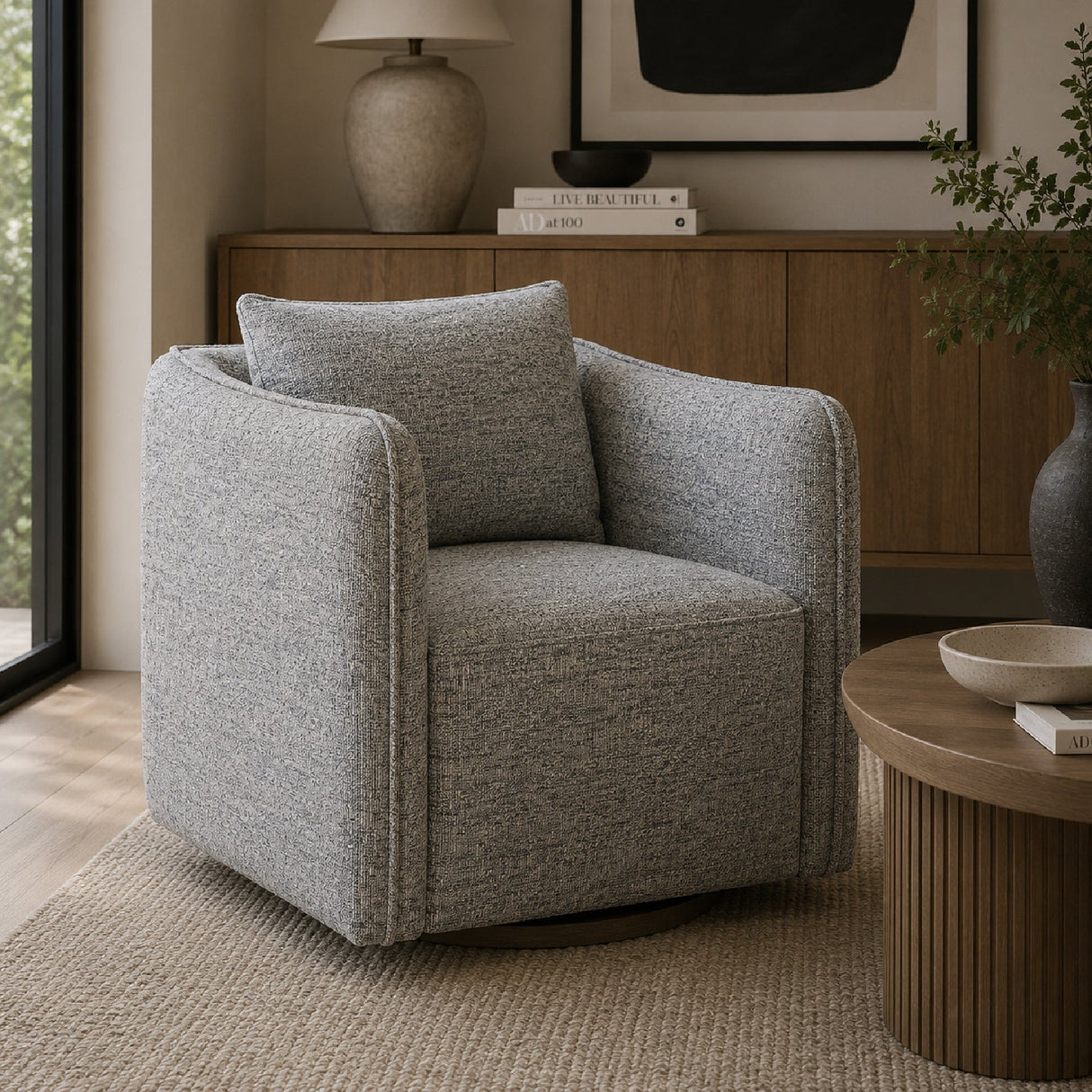Modern European furniture - Flanged Edge Swivel Chair - www.oroa.com