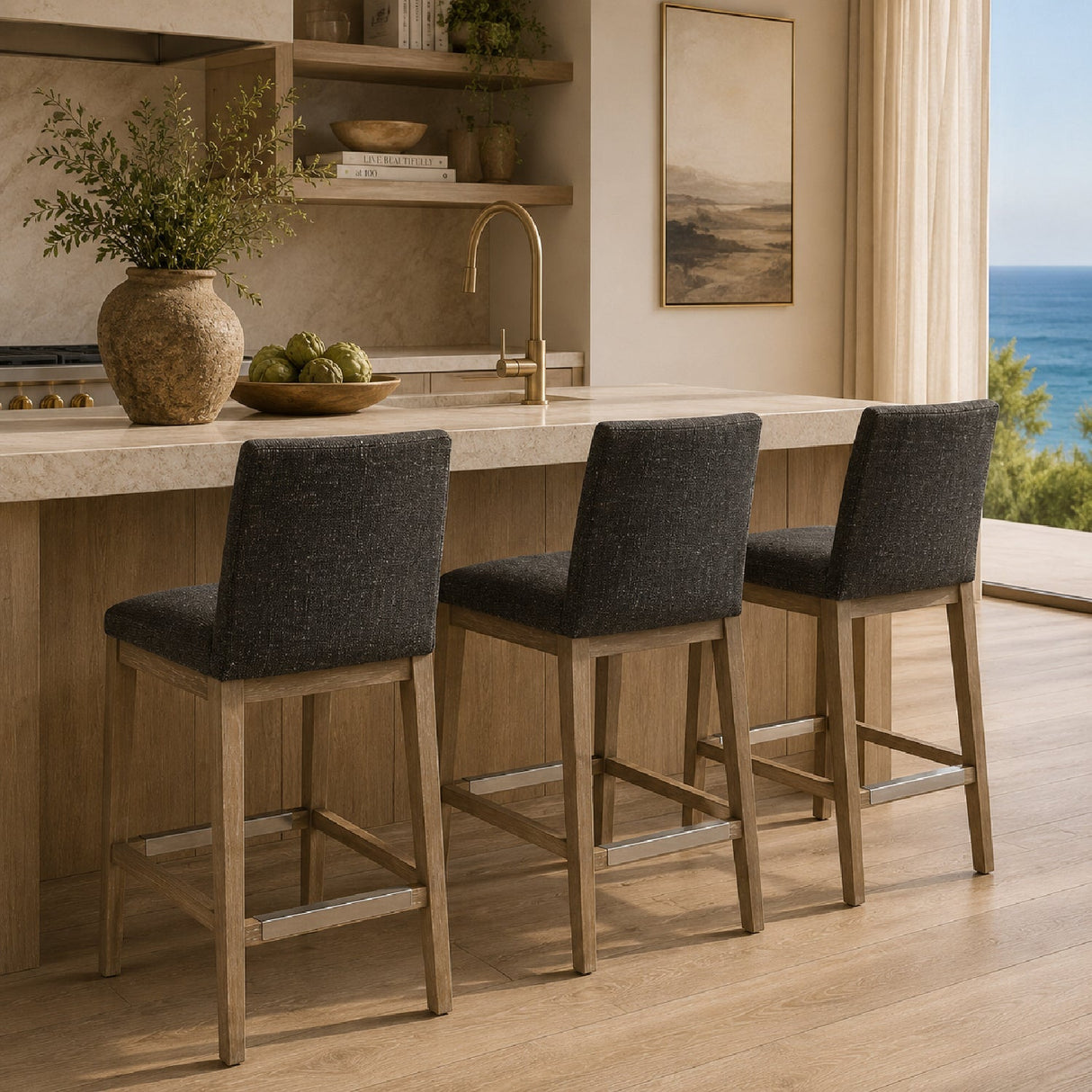 Brown Padded Counter Stool by Uttermost Klemens, alternate view 2