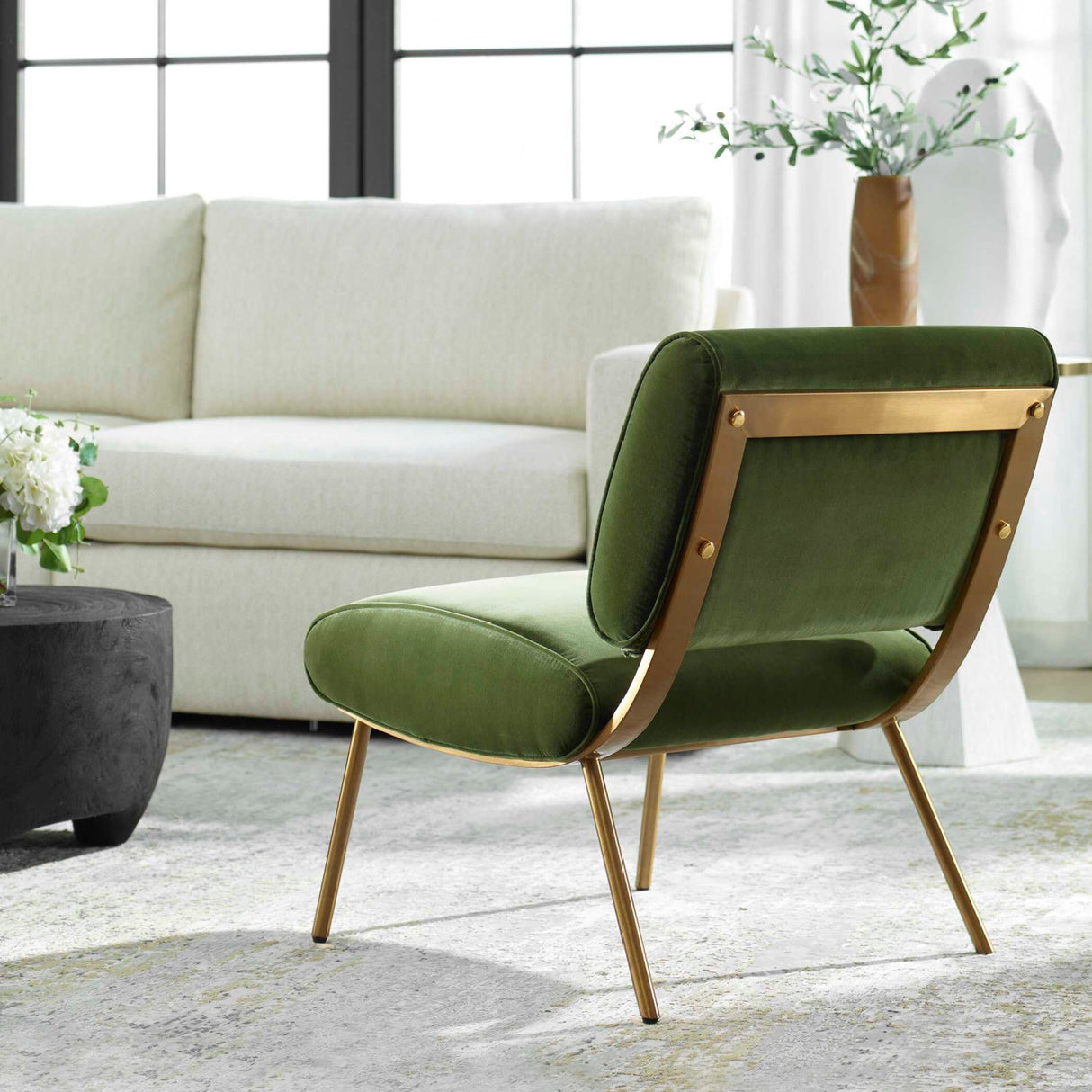 Green Velvet Accent Chair by Uttermost Knoll, alternate view 10