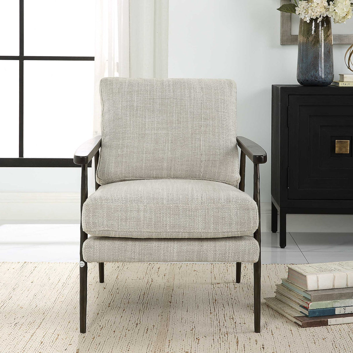 Neutral-Toned Fabric Accent Chair by Uttermost Sebastian, alternate view 2