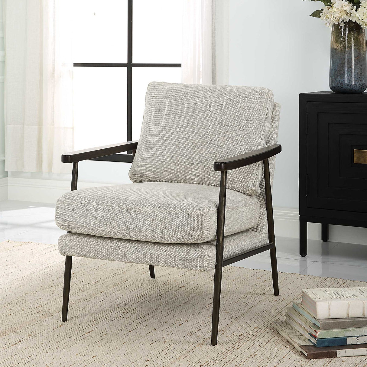 Neutral-Toned Fabric Accent Chair by Uttermost Sebastian, alternate view 8