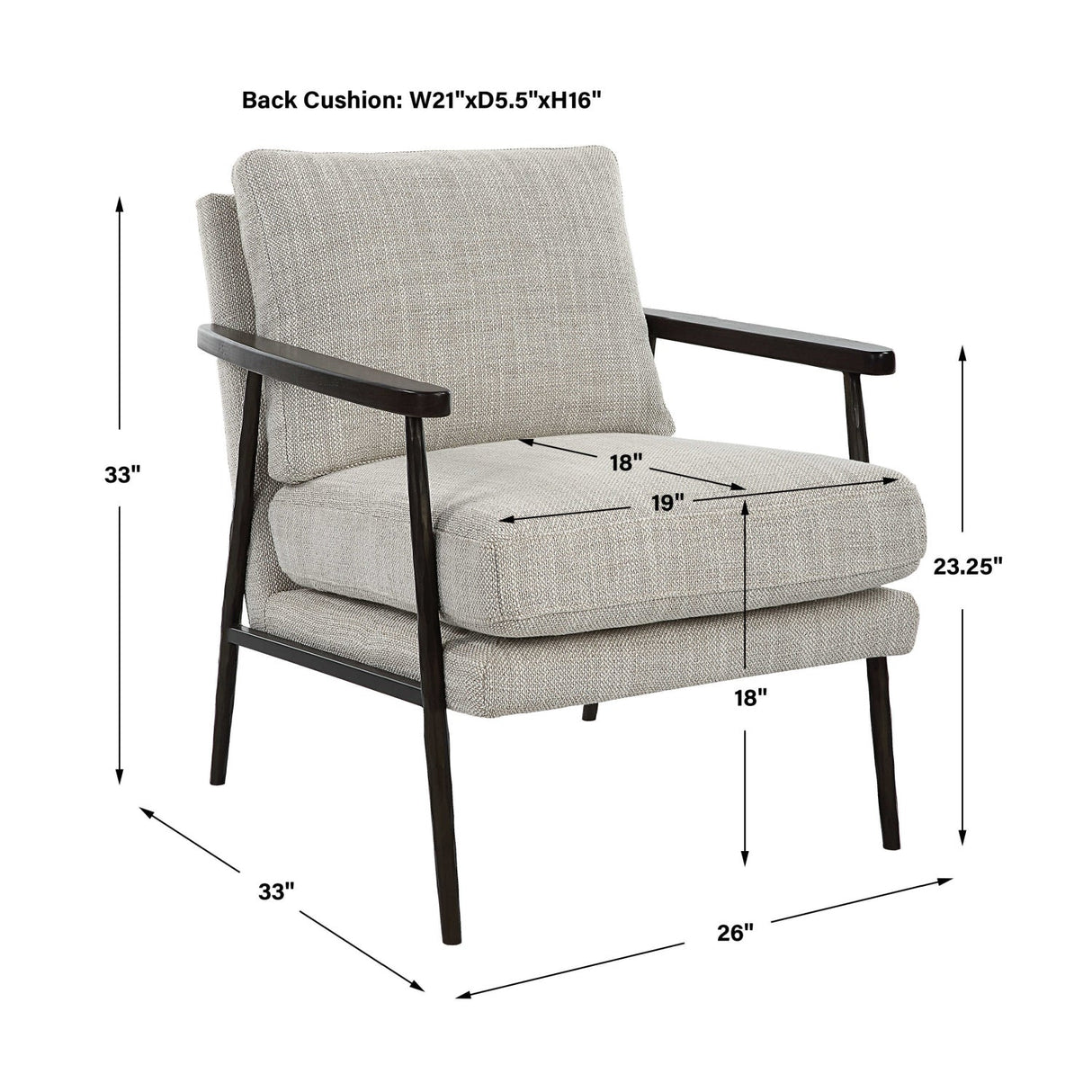 Neutral-Toned Fabric Accent Chair by Uttermost Sebastian, alternate view 9