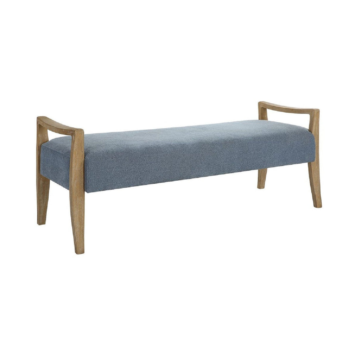 Wood Framed Blue Fabric Bench by Uttermost Daylight, alternate view 3