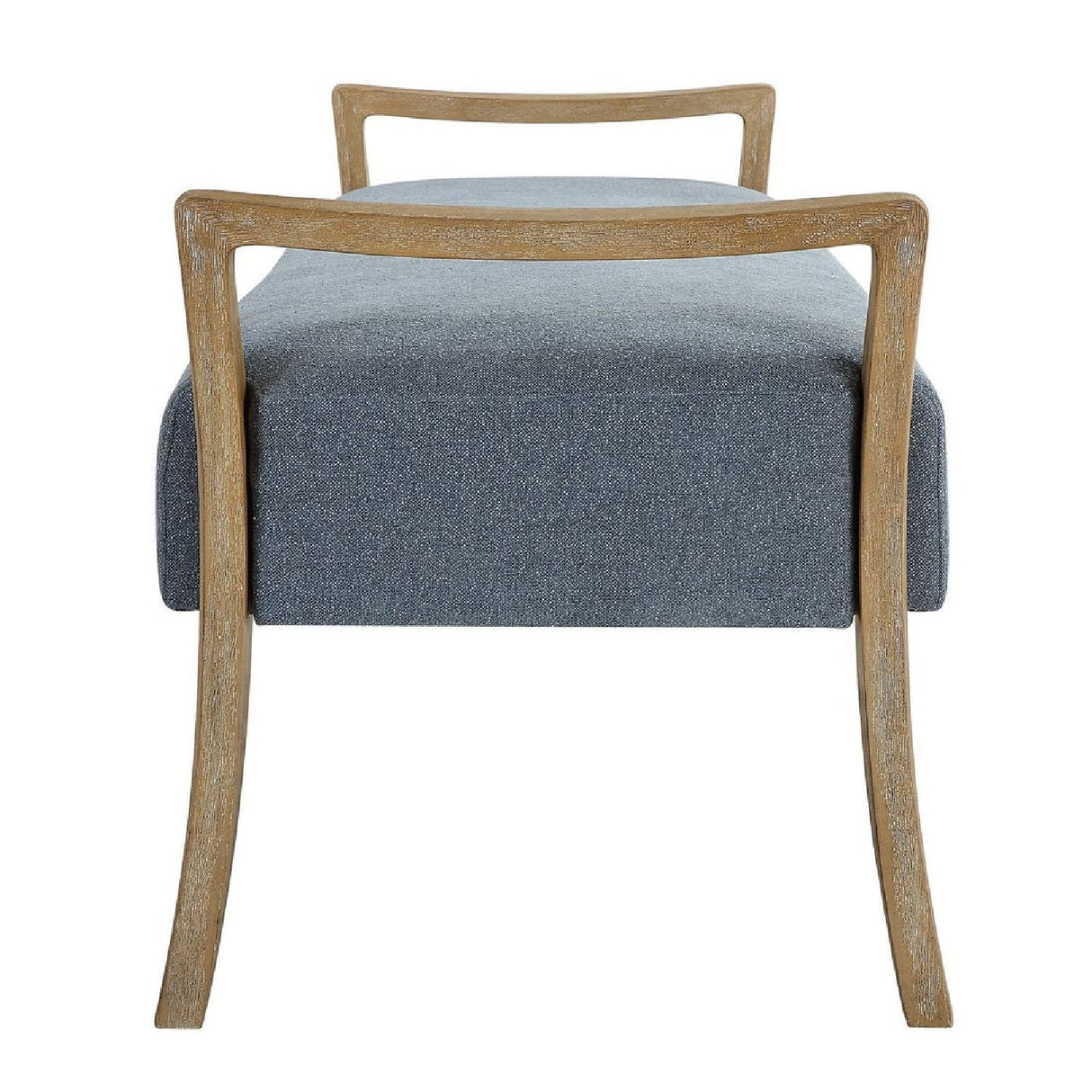 Wood Framed Blue Fabric Bench by Uttermost Daylight, alternate view 4