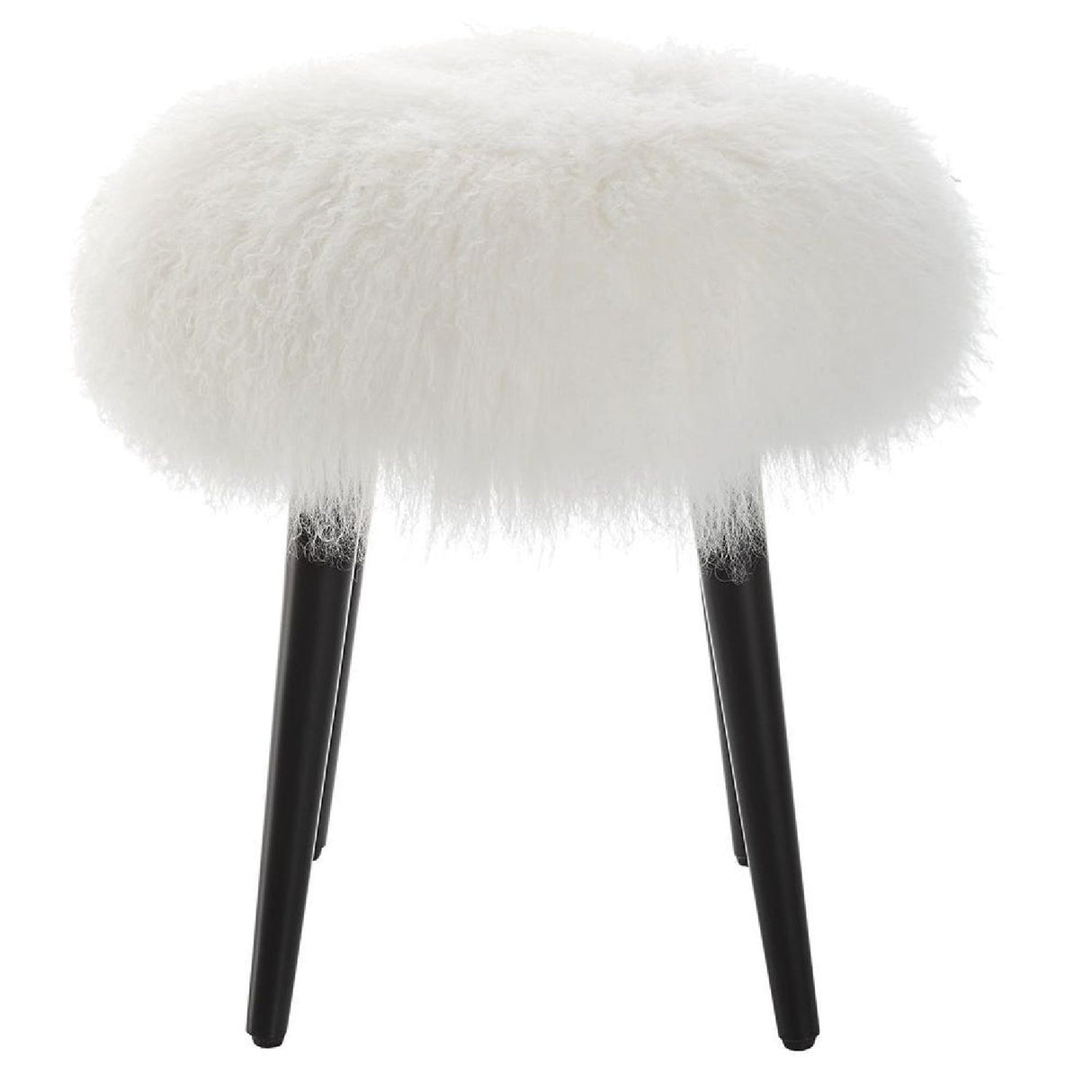 White Sheepskin Accent Stool by Uttermost Wooly, alternate view 3