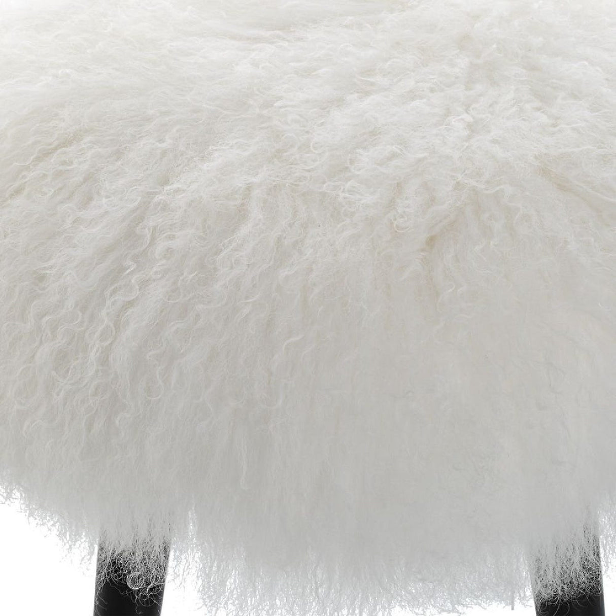 White Sheepskin Accent Stool by Uttermost Wooly, alternate view 4