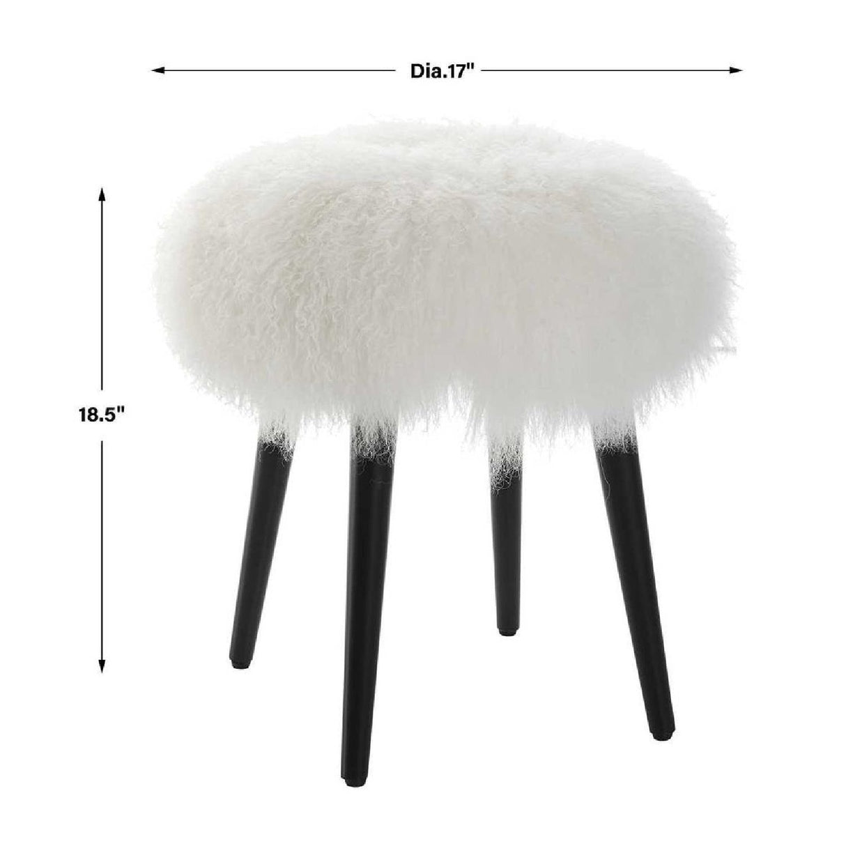 White Sheepskin Accent Stool by Uttermost Wooly, alternate view 5