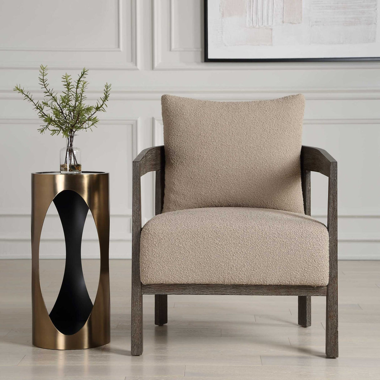 Beige Boucle Accent Chair by Uttermost Sienna, alternate view 2